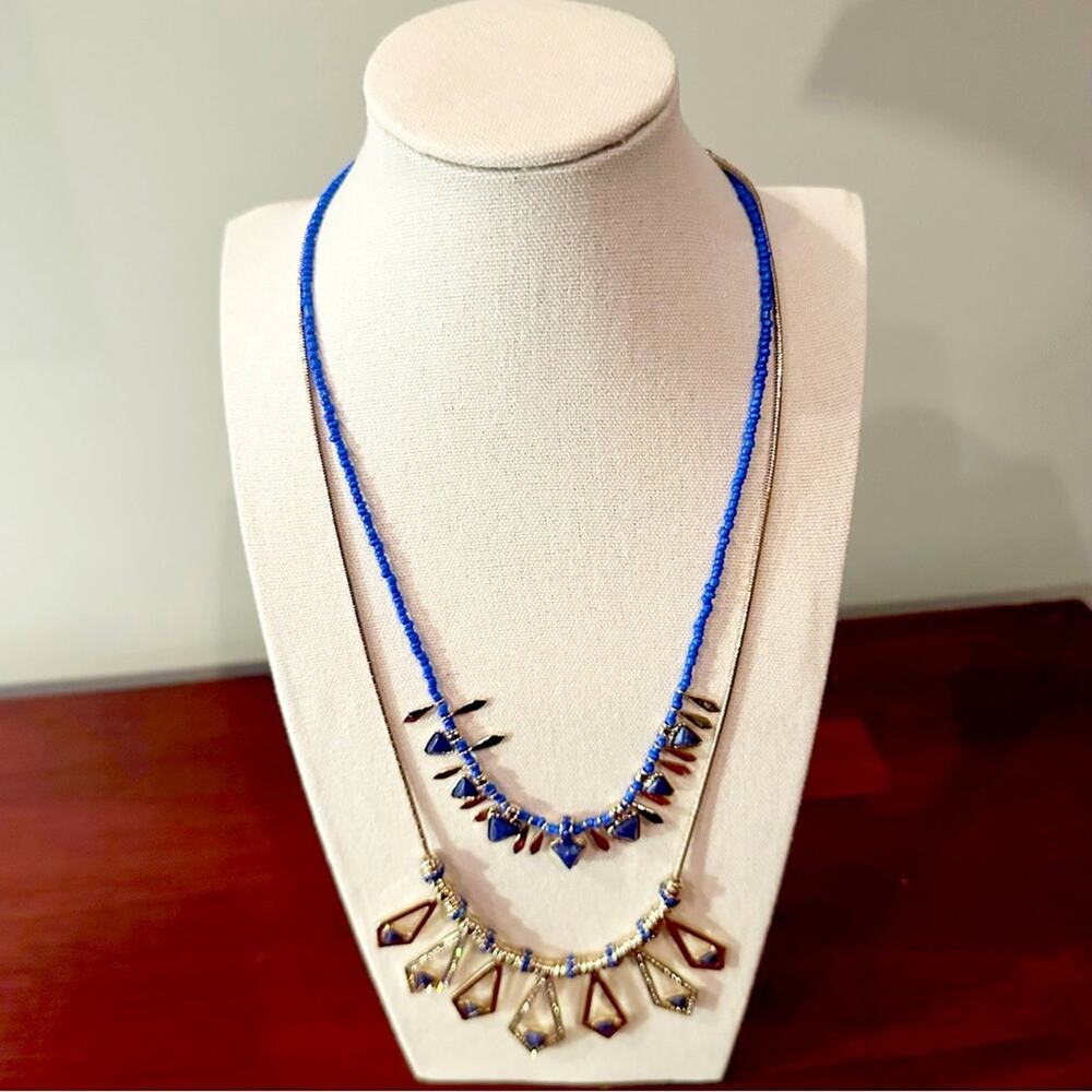 Kent & King Double Strand Chain Bead beaded Statement Necklace NWT